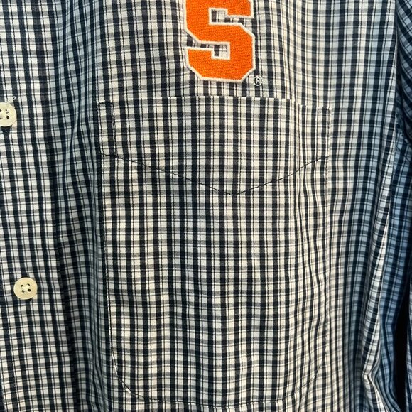 Navy Blue Plaid Syracuse Button Down // Antigua Men's Size XL - Picture 6 of 8